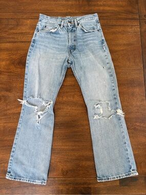Levi’s 517 VTG  Cropped Bootcut Distressed Orange Tab Jeans High Rise 27 (28W)